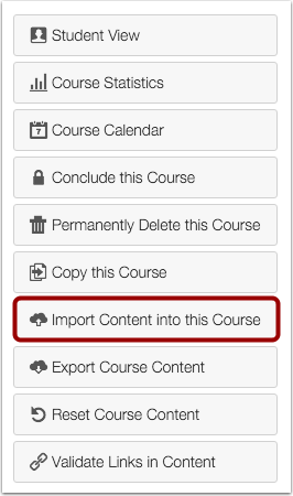 import content into this course